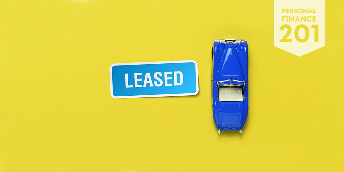 A toy car with the word leased beside it