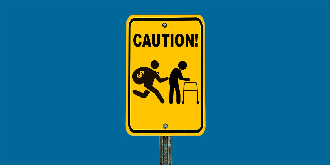 A caution sign with a person using a walker.