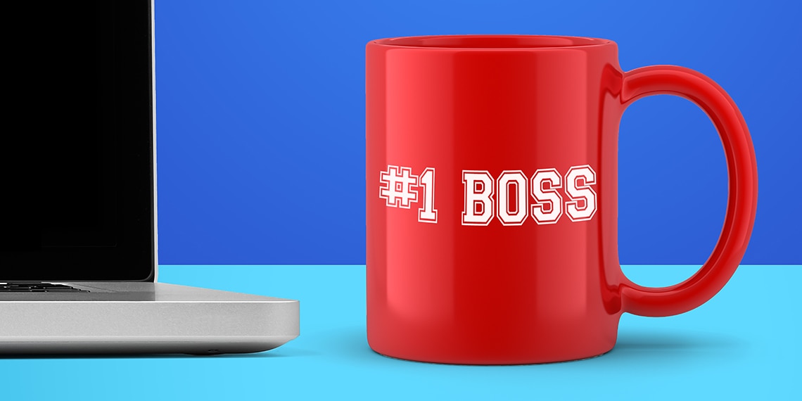 A mug reading number one boss