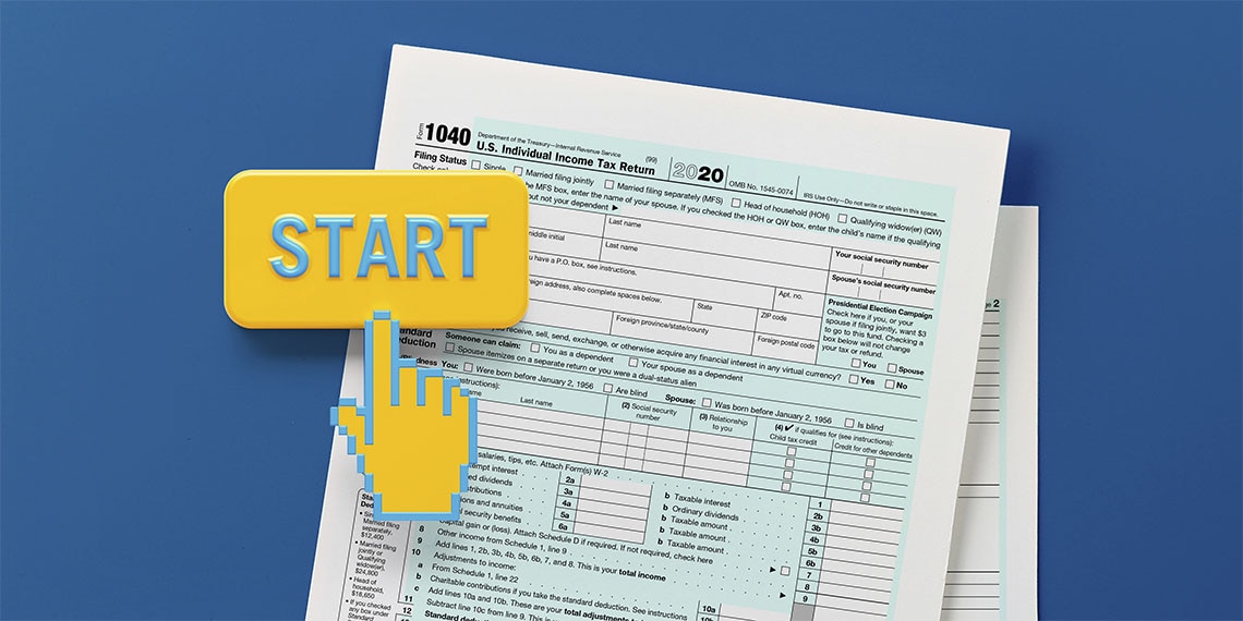 A tax form with a stat here arrow.